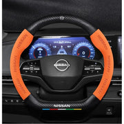 Carbon-Fiber-Style Steering Wheel Cover for Nissan – 37–38 cm