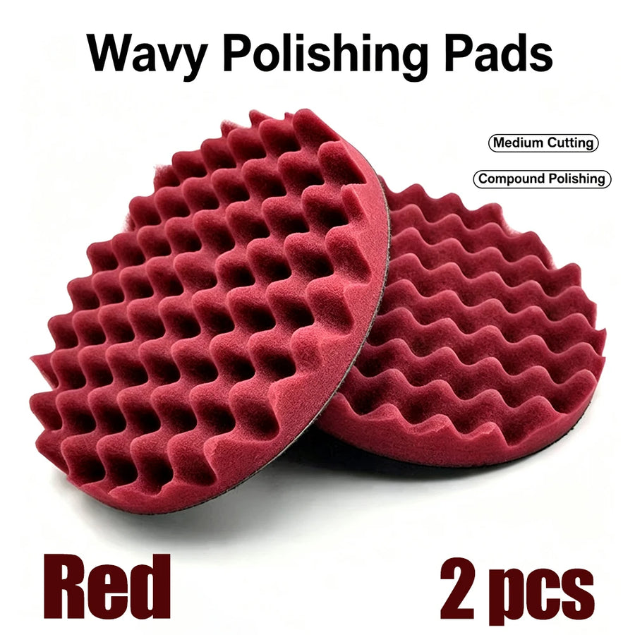 7-Inch Wavy Foam Car Polishing Pads - 2-Pack