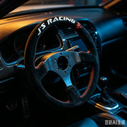 350 mm Black Suede Three-Spoke Racing Steering Wheel