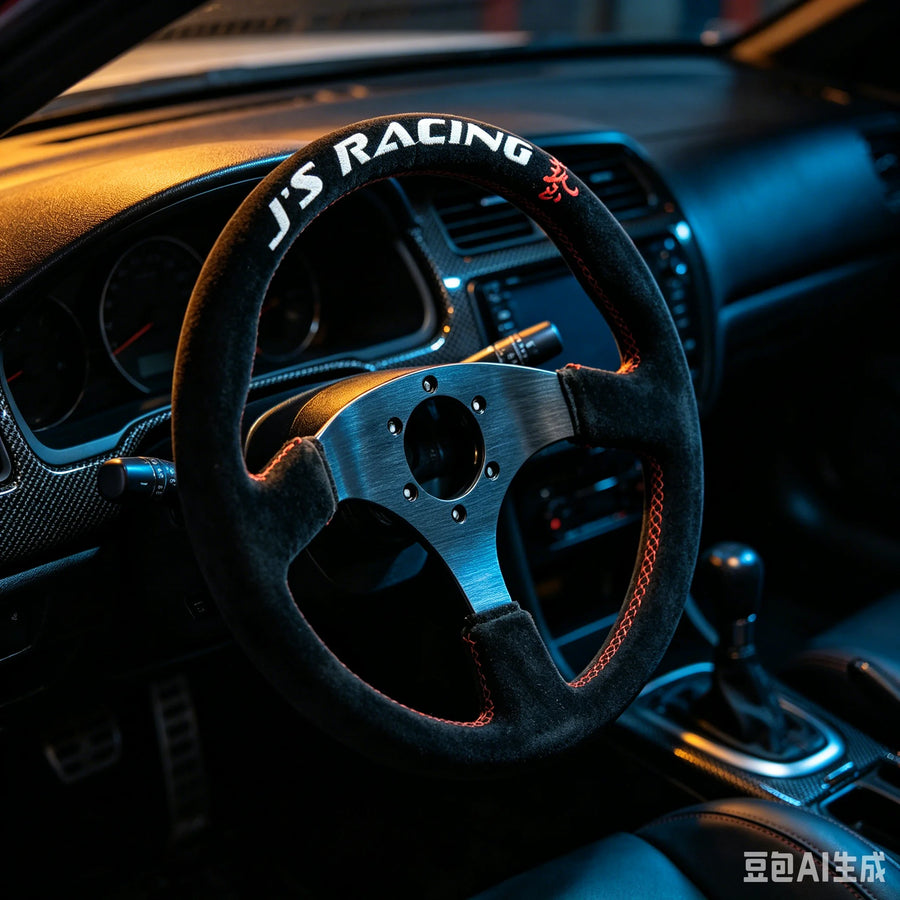 350 mm Black Suede Three-Spoke Racing Steering Wheel
