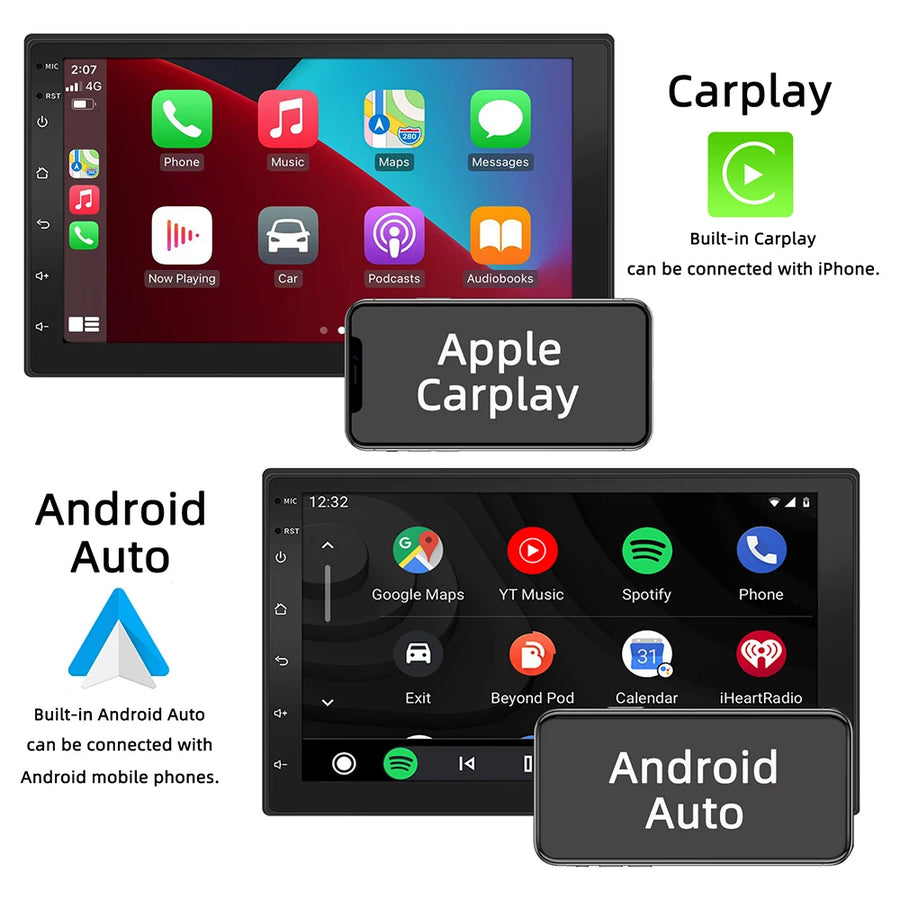 Android 15 Car Stereo with Wireless CarPlay, Android Auto, GPS and Touchscreen Options
