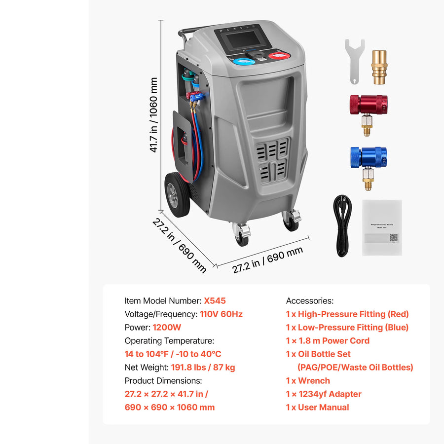 Automatic R-134a / R-1234yf Automotive A/C Service Machine