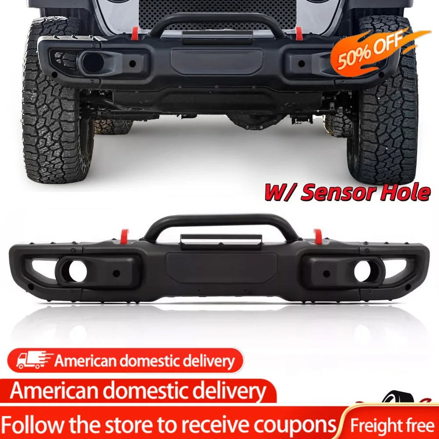 10th-Style Steel Front Bumper Kit for 2018–2024 Jeep Wrangler JL/Gladiator JT