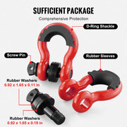 2-Piece 3/4 in Recovery D-Ring Shackle Set – 9,500 lb WLL