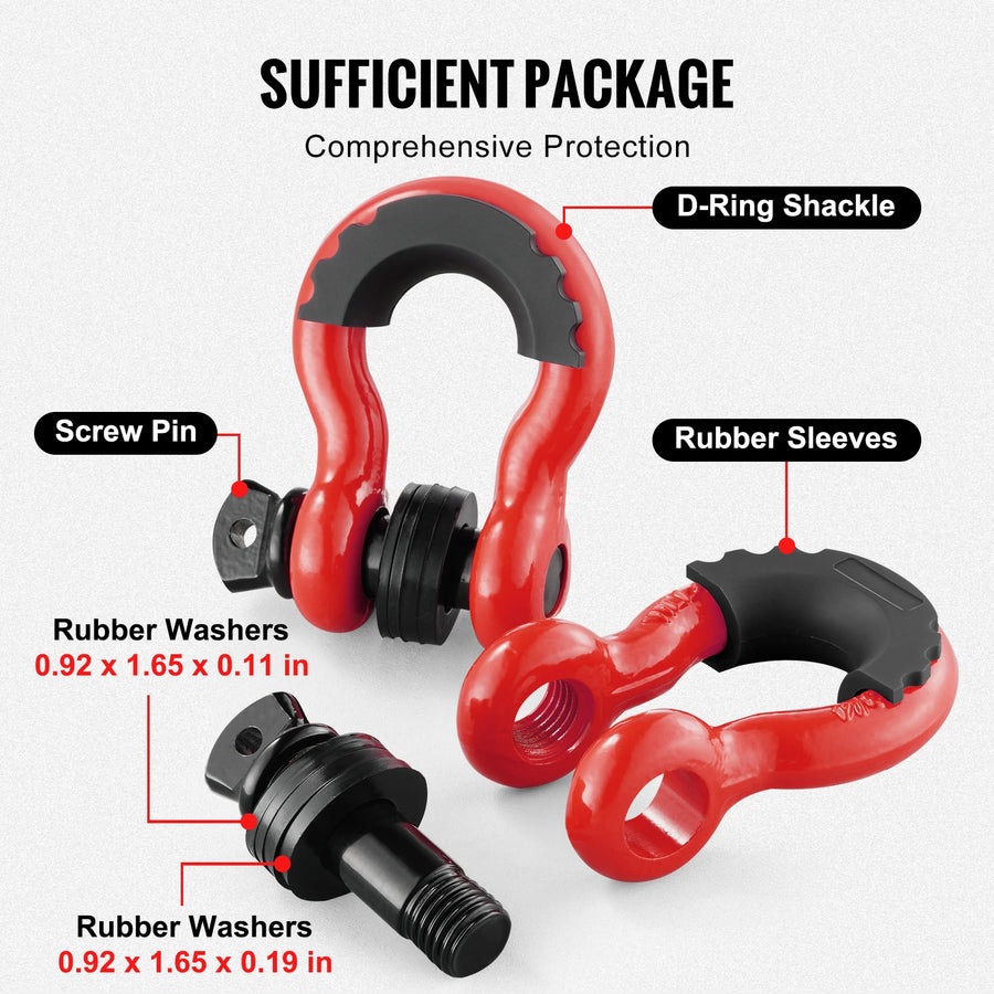 2-Piece 3/4 in Recovery D-Ring Shackle Set – 9,500 lb WLL