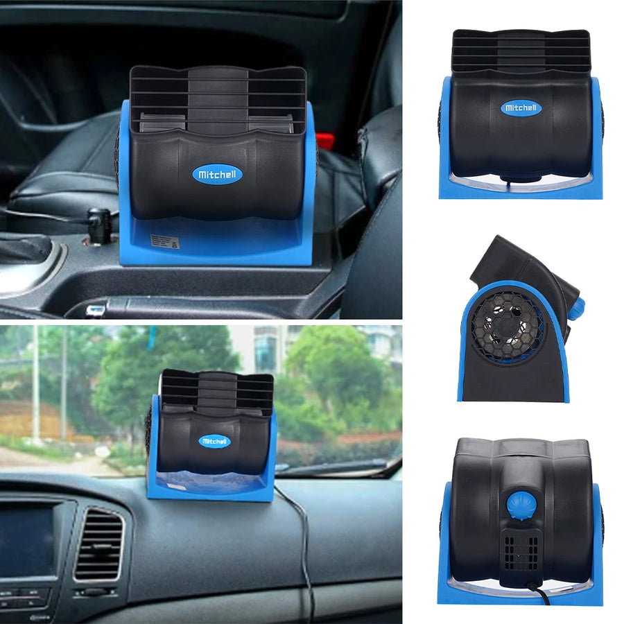 12V Adjustable-speed Car Cooling Fan with Cigarette-lighter Plug