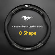 38 cm Carbon Fiber-Pattern Leather Steering Wheel Cover for Ford Mustang