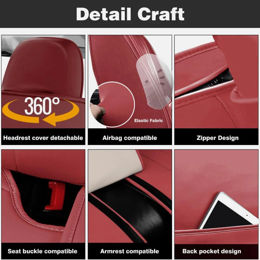Red Universal Full 5-Seat Cover Set for Split Rear Benches