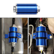 Cleanable 30 Micron Inline Fuel Filter AN6 AN8 AN10 with Bracket Universal Blue