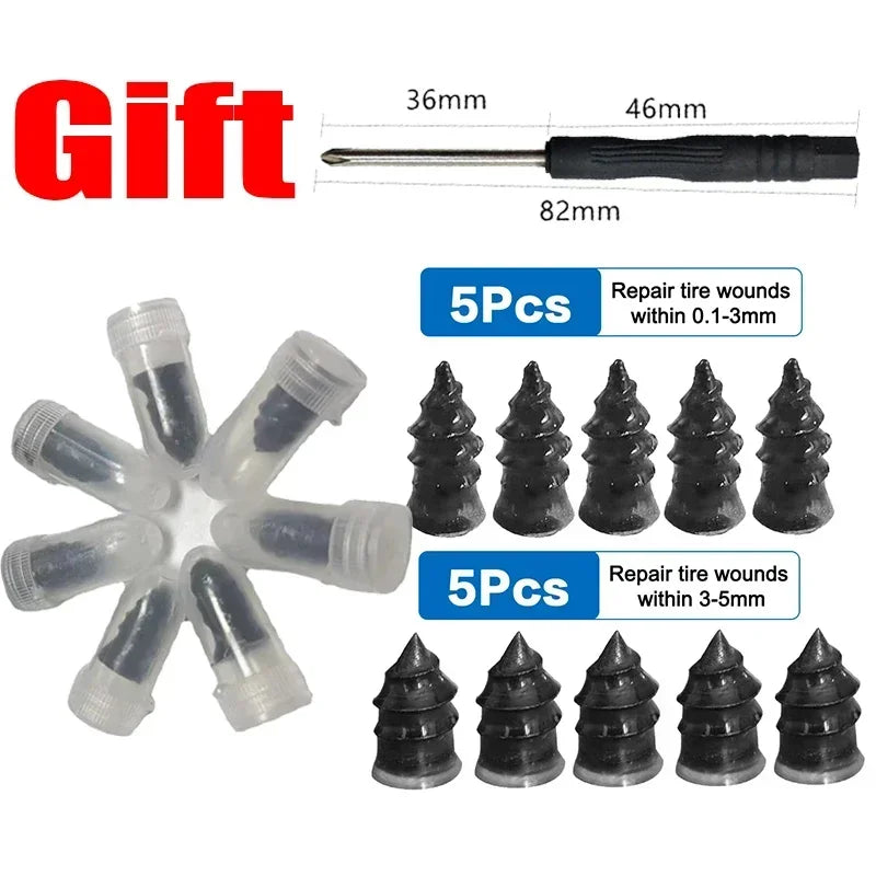 10/20/30-Piece Tubeless Tire Repair Rubber Nail Kit – Mixed Sizes