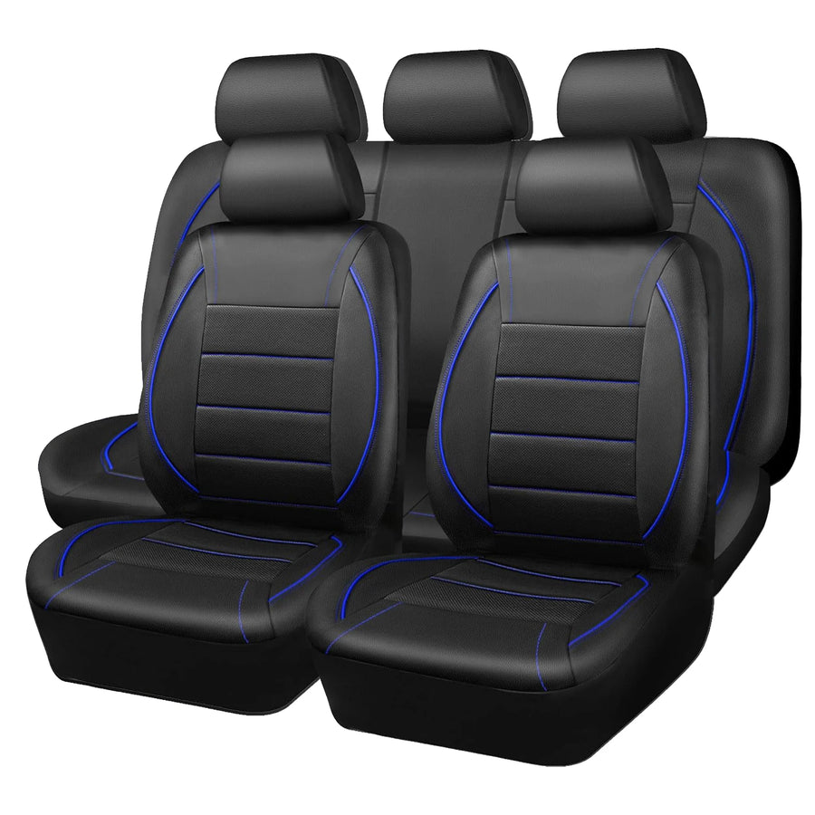 Universal 5-seat Leather-look Car Seat Cover and Cushion Set