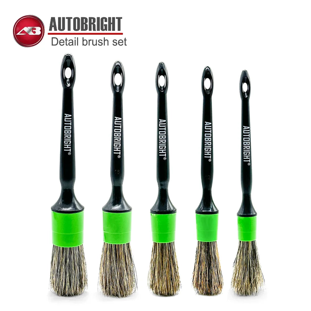 5-Piece Black & Green Car Detailing Brush Set