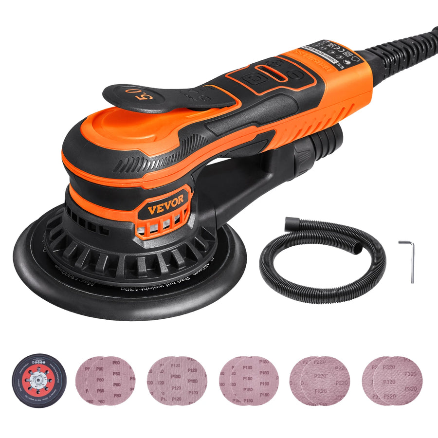 350W 6-Inch Brushless Random Orbital Sander – 4,000–10,000 RPM