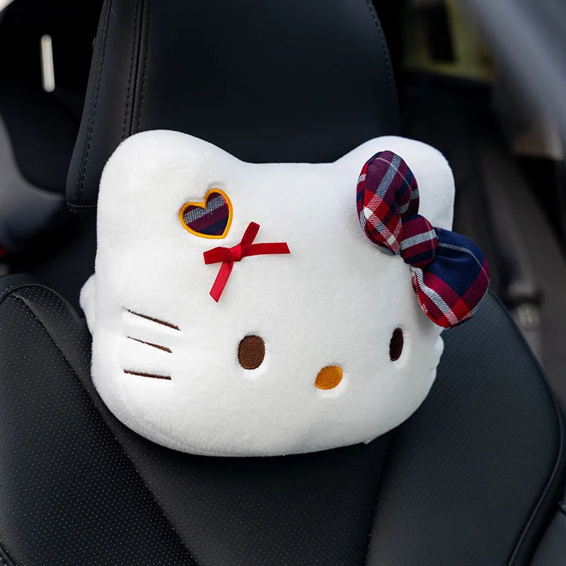 Hello Kitty Plush Car Headrest Pillow and Seat Belt Shoulder Pad Set