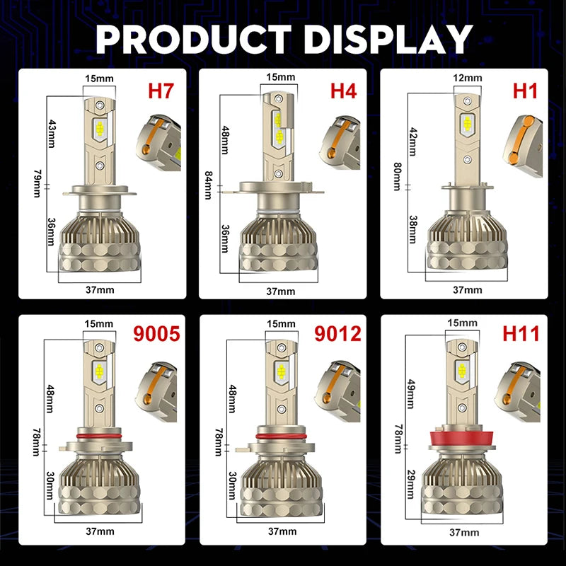 H1/H4/H7/H11/9005/9006 LED Headlight Bulb – 6000K, CANBUS