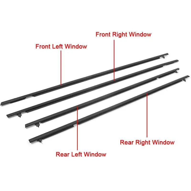 4-Piece Car Window Moulding Trim Weatherstrips Seal Fit for Honda Civic Sedan 06-11