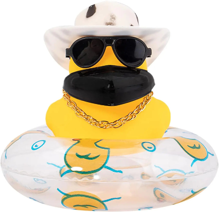 Summer Rubber Duck Dashboard Ornament with Sun Hat and Swim Ring