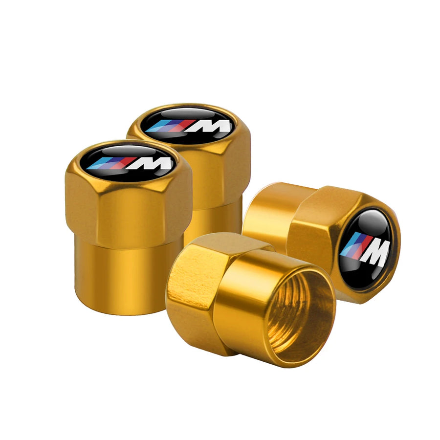 4-Piece M Style Metal Tire Valve Stem Caps for BMW Vehicles