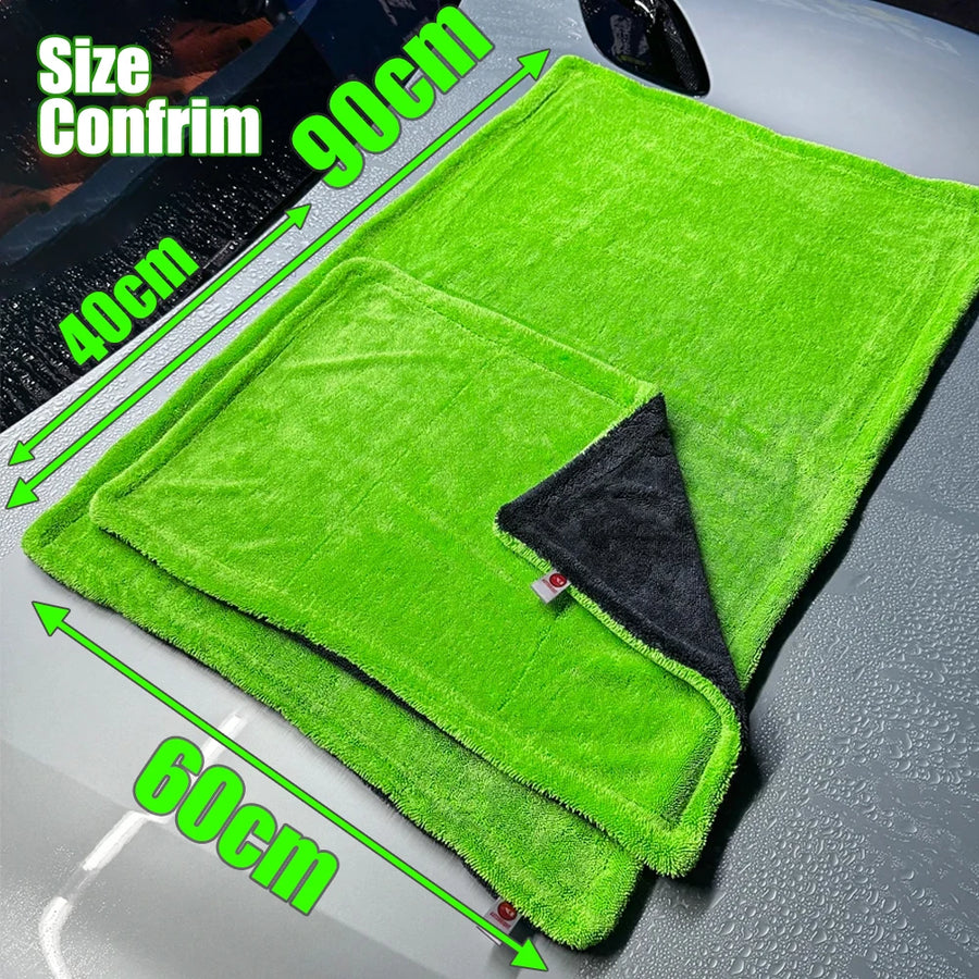 1300 GSM Gray & Green Microfiber Car Drying Towel