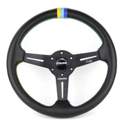 GReddy-Style 350 mm Suede & Leather Steering Wheel – Tri-Color Stitch