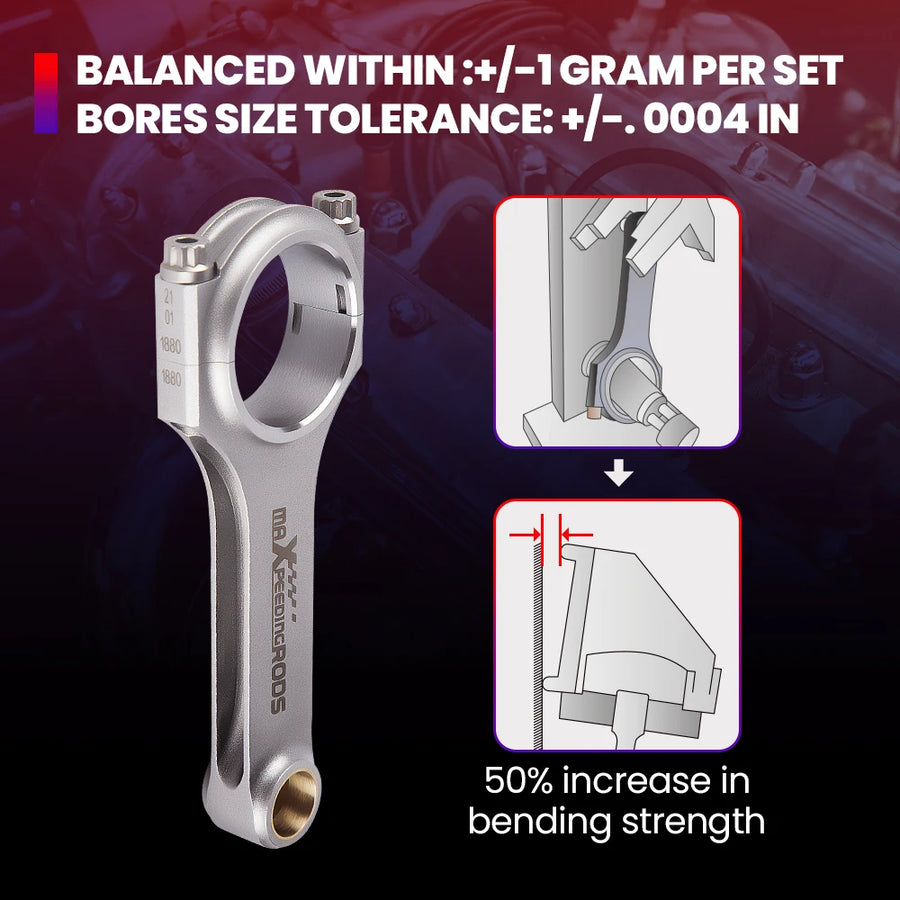 4340 H-Beam Connecting Rod Set for Nissan SR20 Engines