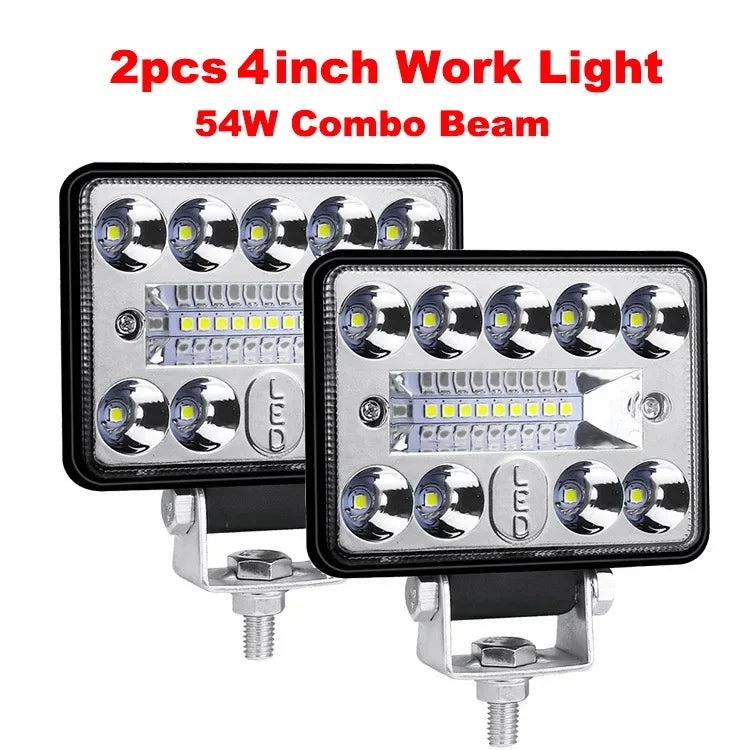 2-Piece 4-Inch/5-Inch/6-Inch/7-Inch LED Work Light Bar – Spot/Flood Combo, 12V–24V