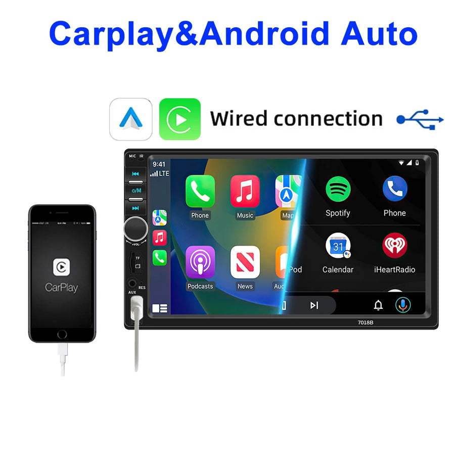 7-Inch 1-DIN CarPlay and Android Auto Car Stereo
