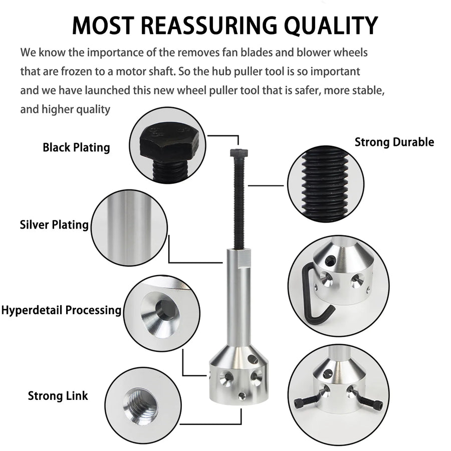 Steel Hub Fan Blade Blower Wheel Puller Remover Tool Kit for 5/8" Belt Drive and 1/2" Or Less Direct