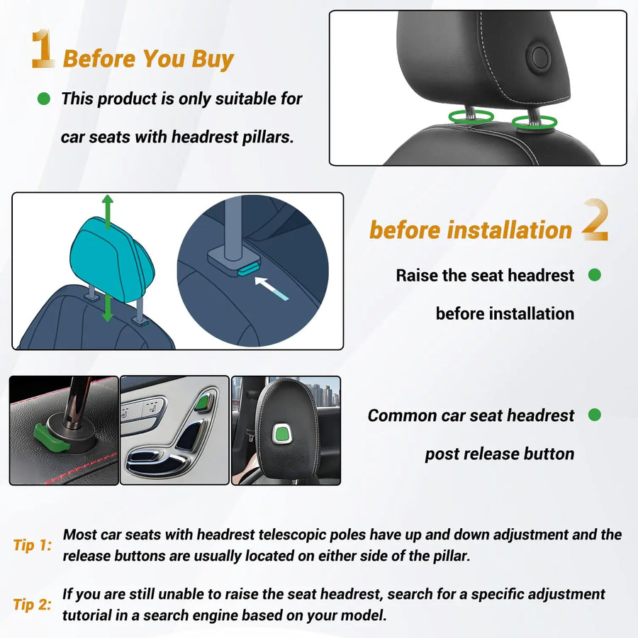 Universal Memory-Foam Car Neck and Headrest Pillow