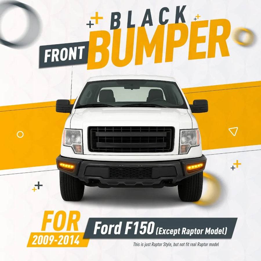 Steel Raptor-Style Front Bumper with LEDs for 2009–2014 Ford F-150