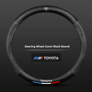 Carbon Fiber-Pattern Leather Steering Wheel Cover for Toyota Vehicles