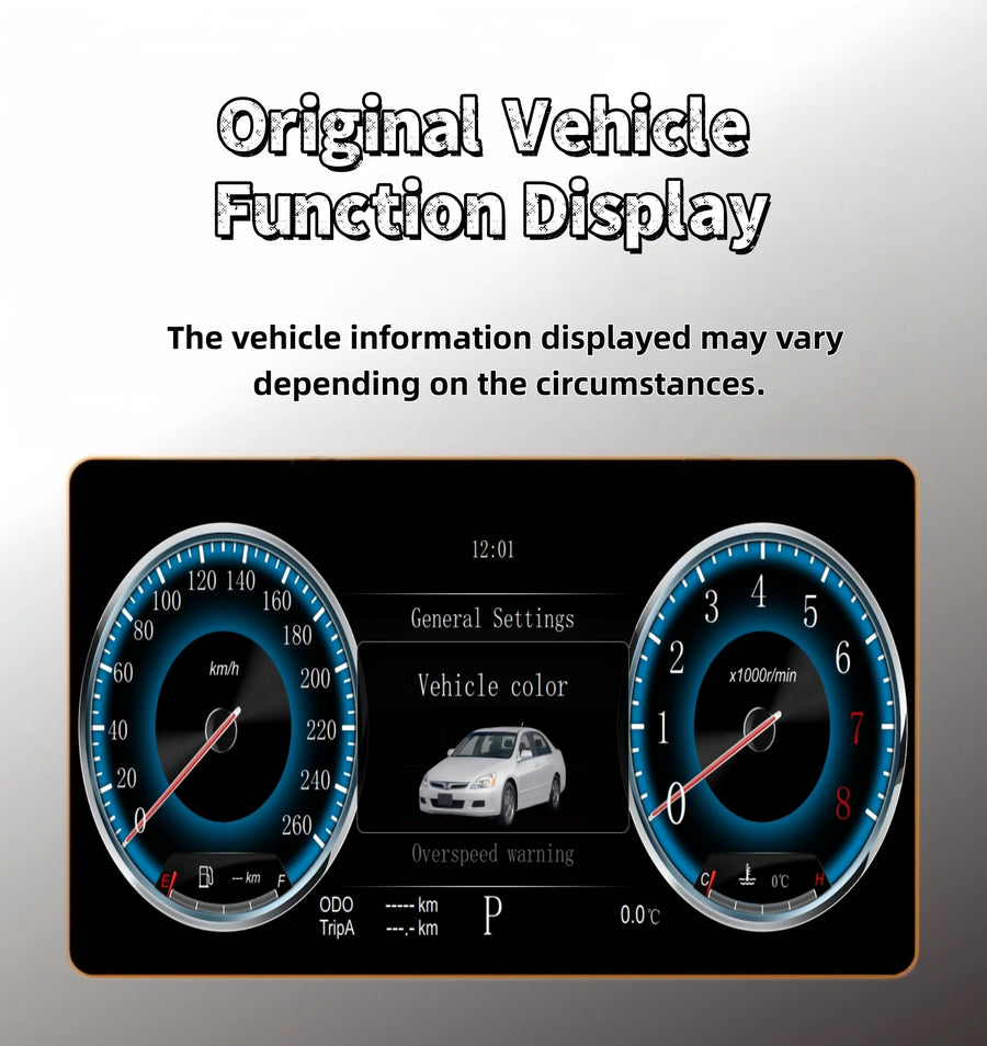 10.25-Inch Digital Gauge Cluster for Honda Accord 2003–2007