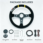 320 mm Suede Deep-Dish 6-Bolt Racing Steering Wheel