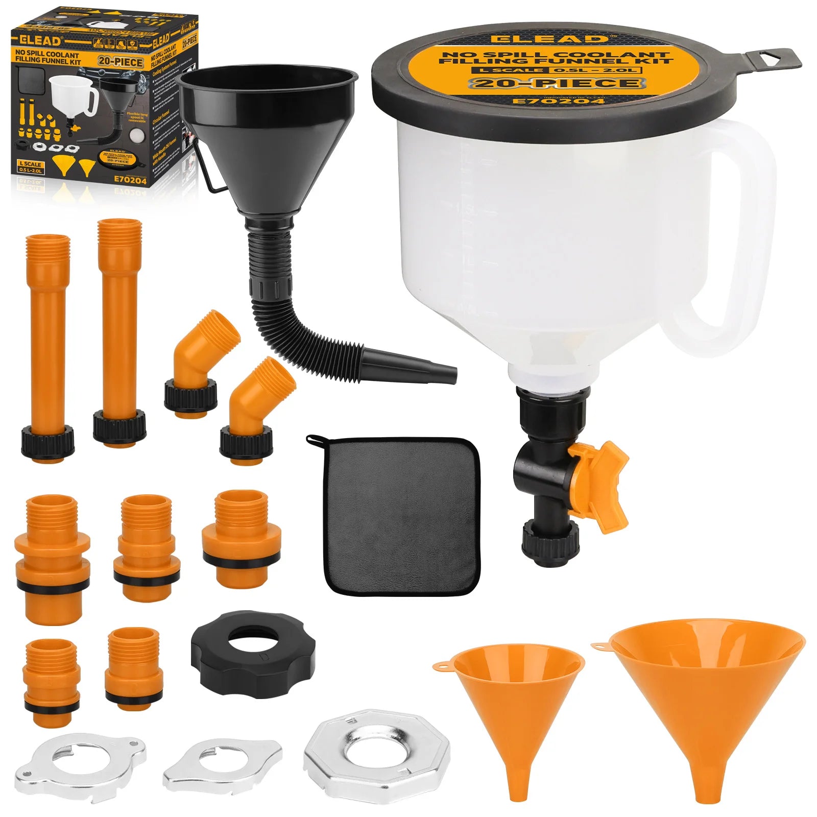 20-Piece Spill-Free Radiator Coolant Funnel Kit