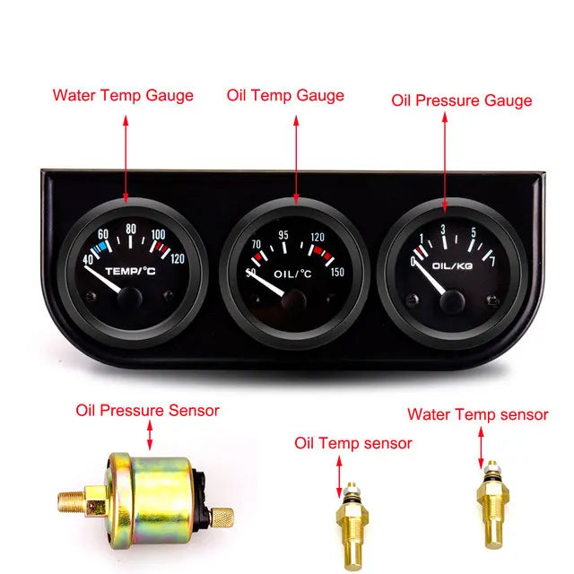52mm Oil Pressure, Water Temperature, Oil Temperature and More Automotive Gauge