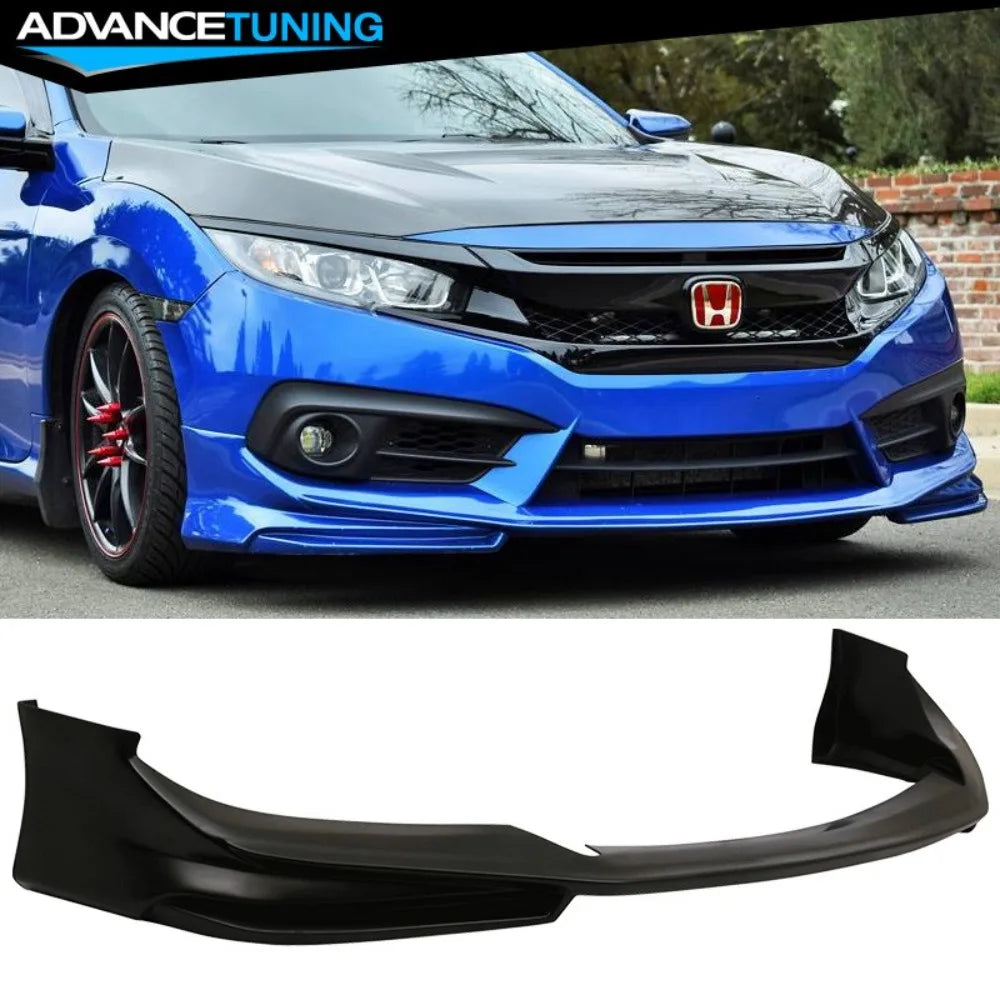 Unpainted Front Bumper Lip & Splitter for 2016–2018 Honda Civic
