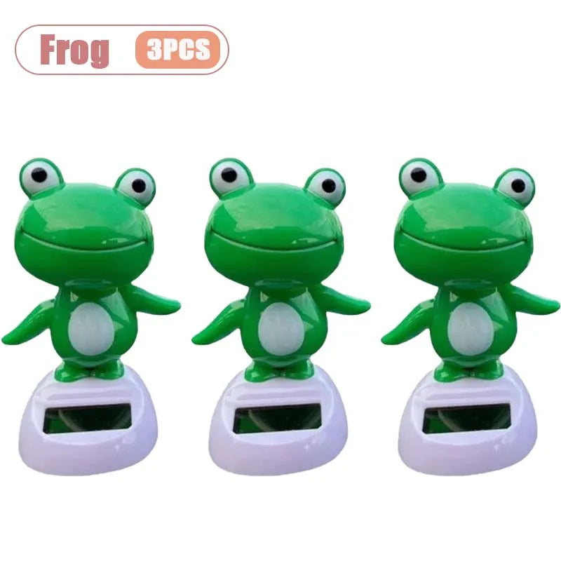 1 10pc Solar Powered Car Dashboard Ornament Cute Animal Frog Bobble Head Toy Decoration Gift