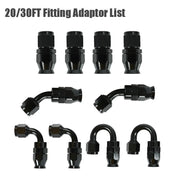Nylon PTFE Fuel Line Kit Universal 30FT AN8 AN10 with 10-Piece 0 45 90 180 Degree Fittings Hose for