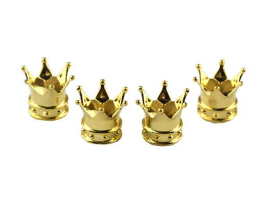 4-Piece Crown Copper Tire Valve Cap Set