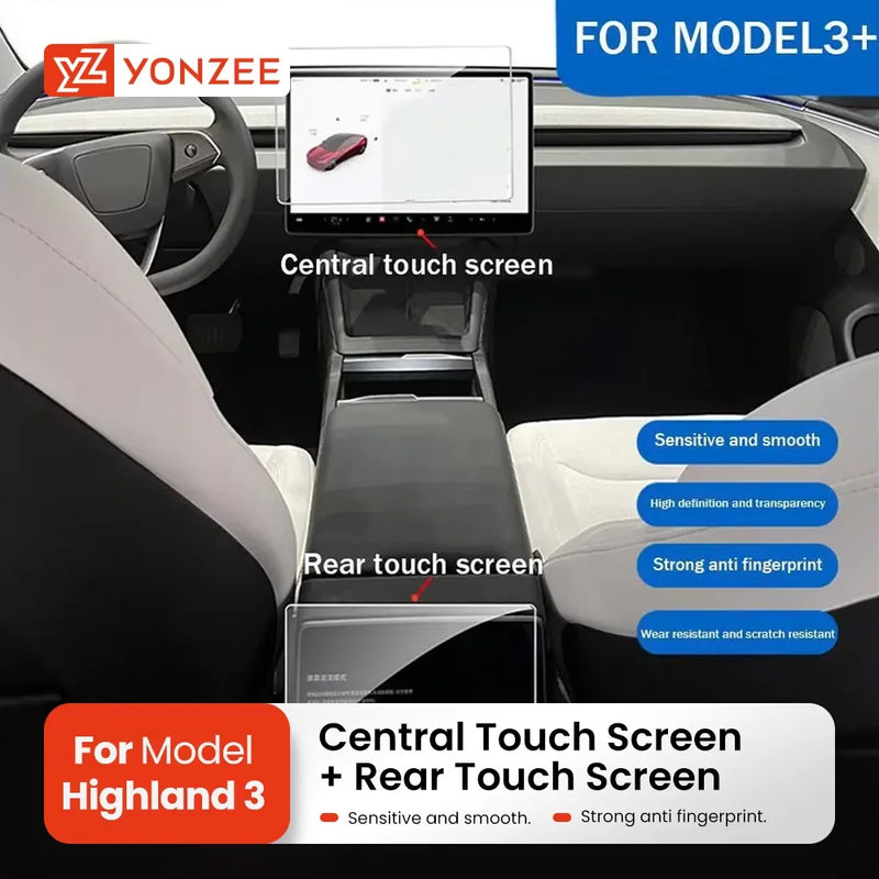 Rear Center Tempered-Glass Screen Protector for Tesla Model 3/Y Highland and Juniper