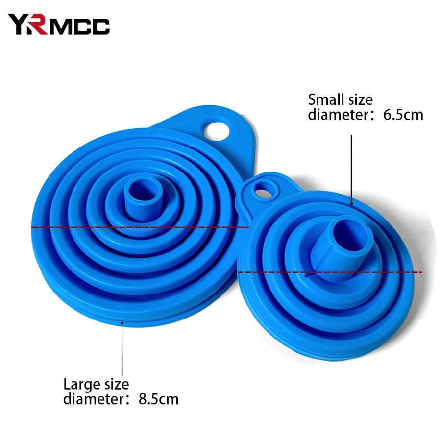 2-Piece Foldable Car Engine Funnel Silicone Liquid Funnel Washer Engine Oil Petrol Change Tools for