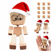 Cute Car Shaking Wooden Man Figurine Interior Wood Ornaments with 12 Magnetic Expressions