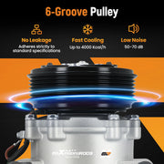 A/C Compressor Assembly for Honda Civic 1.7L 2002-2005, 6-Groove