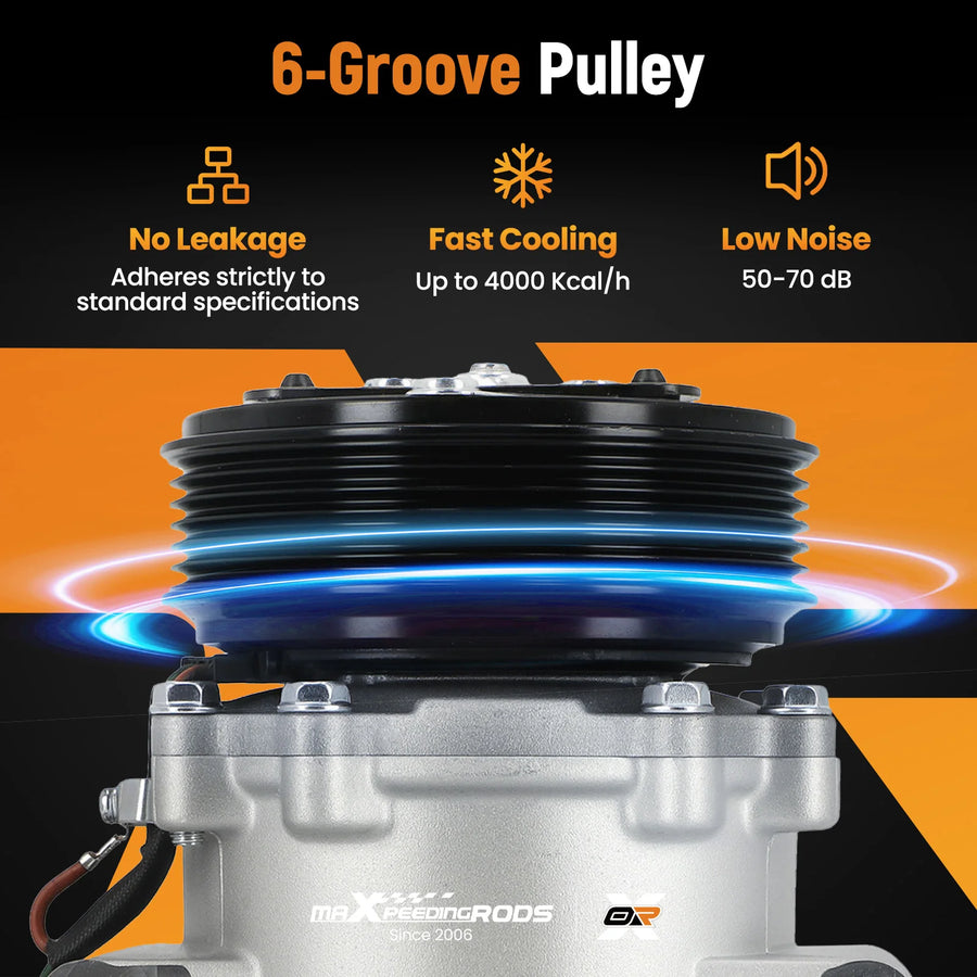 A/C Compressor Assembly for Honda Civic 1.7L 2002-2005, 6-Groove