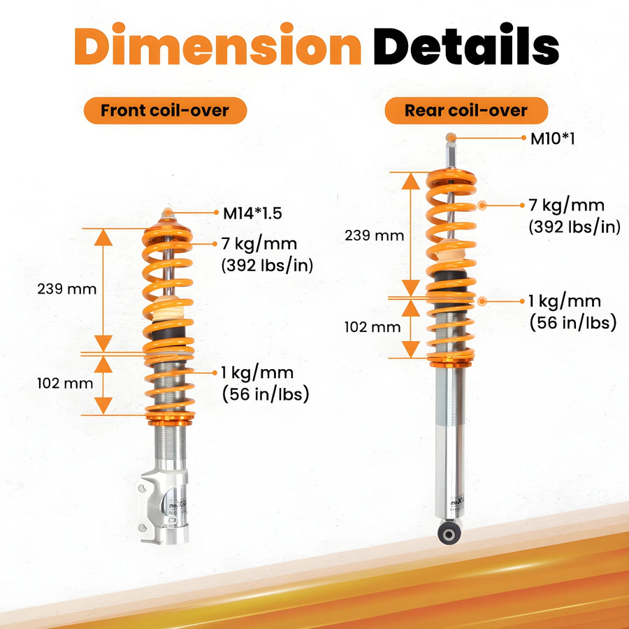 Coilovers, Suspension Struts for VW Golf Mk2 All Models 1983-1992 for VW Golf Mk2 Mk3 Volkswagen Corrado 1989-1995