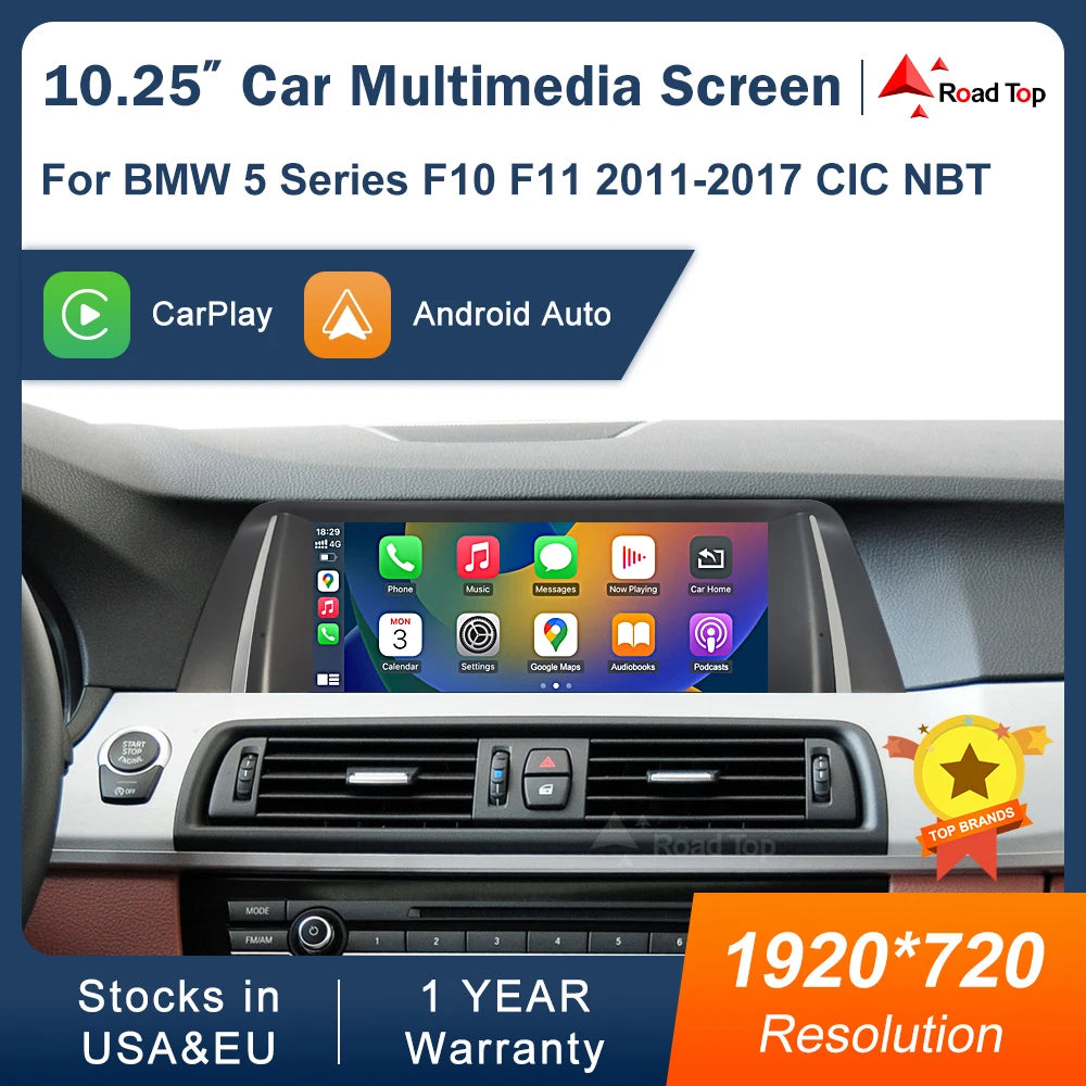 10.25-Inch CarPlay and Android Auto Display for BMW 5 Series F10/F11 2011–2017
