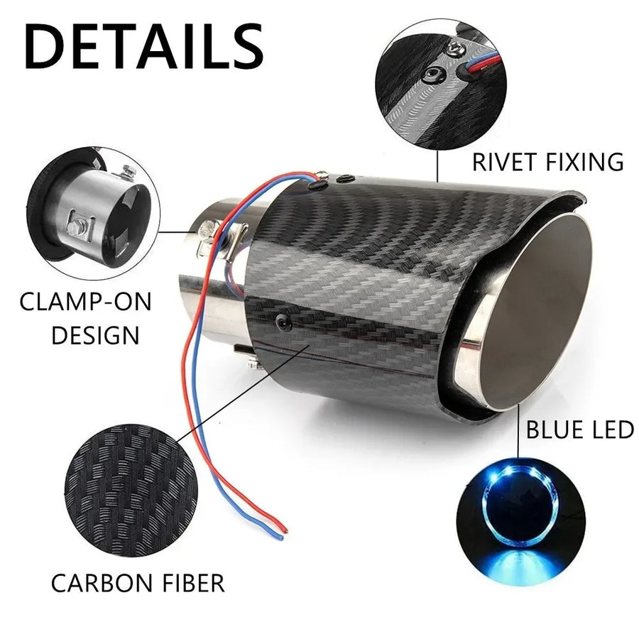 Universal Car Modified Exhaust Muffler Tip Pipe LED Red/Blue Light Outlet Exhaust Pipe Tail Throat