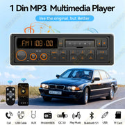 Retro 1-DIN Bluetooth Car Stereo with FM, AM, RDS, DAB, USB and AUX