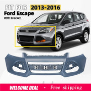 Primed Front Bumper Cover Kit for 2013–2016 Ford Escape, No Sensor Holes