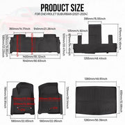 All-Weather Floor Mats for Chevrolet Suburban 2021-2025 GMC Yukon Xl